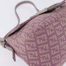 FENDI Zucchino Canvas Mini Mamma Baguette Bag Purple Silver Auth ki6806M-10
