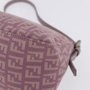 FENDI Zucchino Canvas Mini Mamma Baguette Bag Purple Silver Auth ki6806M-13