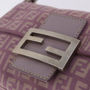 FENDI Zucchino Canvas Mini Mamma Baguette Bag Purple Silver Auth ki6806M-15