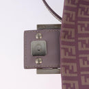 FENDI Zucchino Canvas Mini Mamma Baguette Bag Purple Silver Auth ki6806M-16