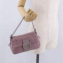 FENDI Zucchino Canvas Mini Mamma Baguette Bag Purple Silver Auth ki6806M-24
