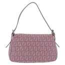 FENDI Zucchino Canvas Mini Mamma Baguette Bag Purple Silver Auth ki6806M-3