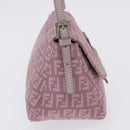 FENDI Zucchino Canvas Mini Mamma Baguette Bag Purple Silver Auth ki6806M-5