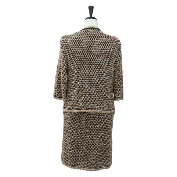 CHANEL skirt Jacket Nylon setup Gold CC Auth ki6808M