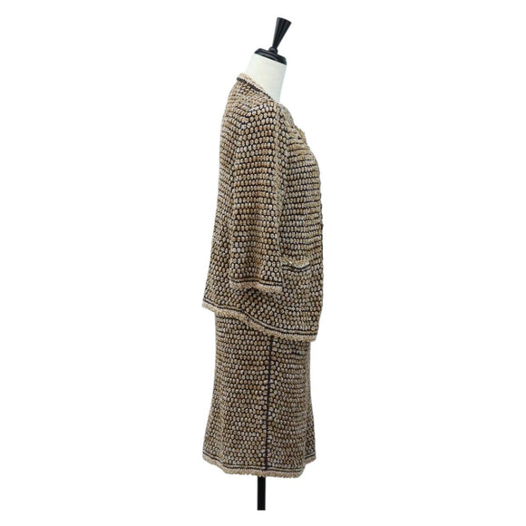 CHANEL skirt Jacket Nylon setup Gold CC Auth ki6808M