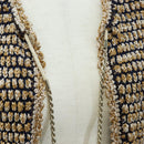 CHANEL skirt Jacket Nylon setup Gold CC Auth ki6808M-6