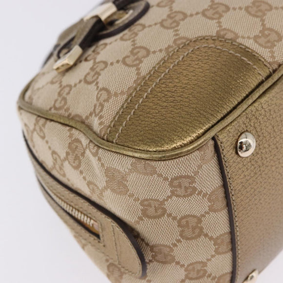GUCCI GG Canvas Hand Bag Leather Beige Gold 161720 Auth ki6809V