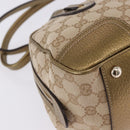 GUCCI GG Canvas Hand Bag Leather Beige Gold 161720 Auth ki6809V-15