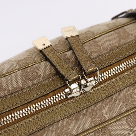 GUCCI GG Canvas Hand Bag Leather Beige Gold 161720 Auth ki6809V
