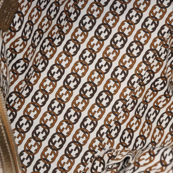 GUCCI GG Canvas Hand Bag Leather Beige Gold 161720 Auth ki6809V