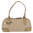GUCCI GG Canvas Hand Bag Leather Beige Gold 161720 Auth ki6809V-13