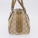 GUCCI GG Canvas Hand Bag Leather Beige Gold 161720 Auth ki6809V-3