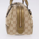 GUCCI GG Canvas Hand Bag Leather Beige Gold 161720 Auth ki6809V-4