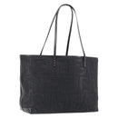 FENDI Zucca Canvas Tote Bag Leather Black Auth ki6810-1