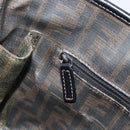 FENDI Zucca Canvas Tote Bag Leather Black Auth ki6810-18