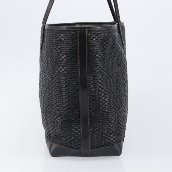 FENDI Zucca Canvas Tote Bag Leather Black Auth ki6810