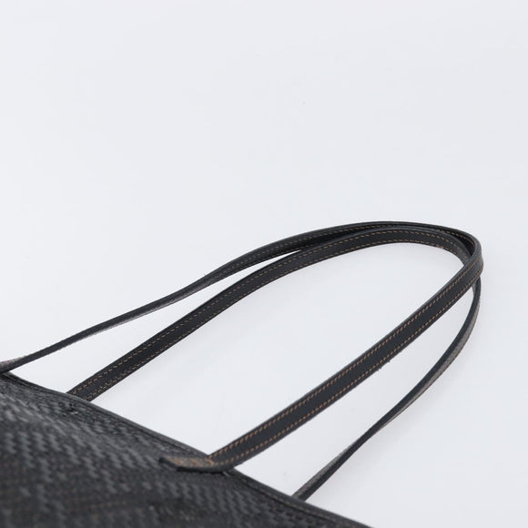 FENDI Zucca Canvas Tote Bag Leather Black Auth ki6810