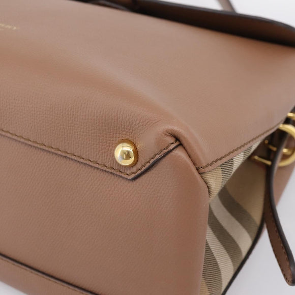 BURBERRY Shoulder Bag Leather Brown Gold Auth ki6811V