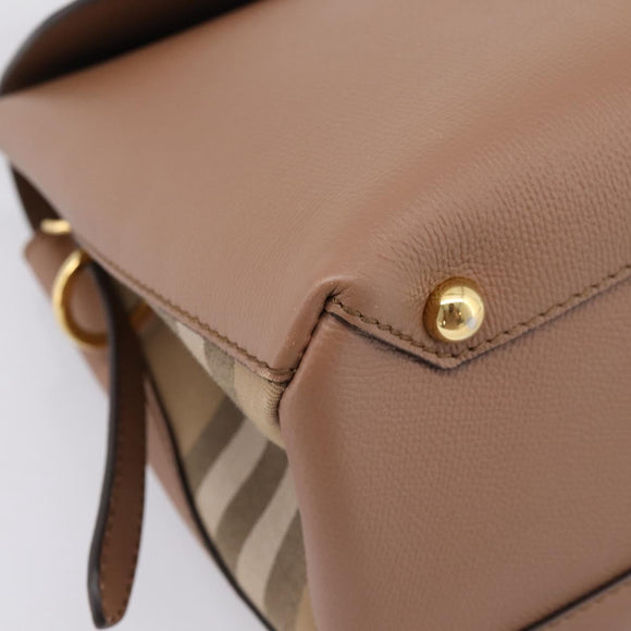 BURBERRY Shoulder Bag Leather Brown Gold Auth ki6811V