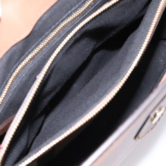 BURBERRY Shoulder Bag Leather Brown Gold Auth ki6811V