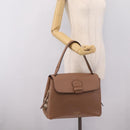 BURBERRY Shoulder Bag Leather Brown Gold Auth ki6811V-23