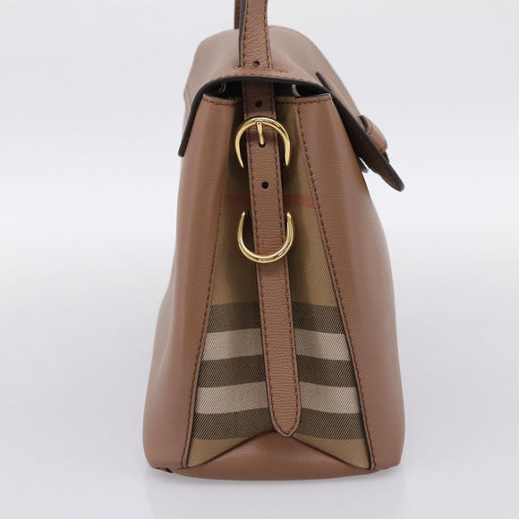 BURBERRY Shoulder Bag Leather Brown Gold Auth ki6811V