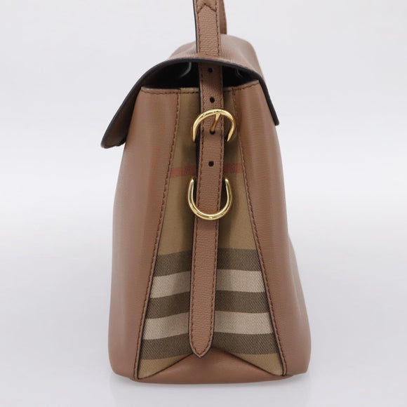 BURBERRY Shoulder Bag Leather Brown Gold Auth ki6811V
