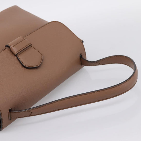 BURBERRY Shoulder Bag Leather Brown Gold Auth ki6811V