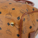 MCM Vicetos Logogram Mini Boston Bag PVC Leather Brown Gold Auth ki6815-9