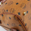 MCM Vicetos Logogram Mini Boston Bag PVC Leather Brown Gold Auth ki6815-14