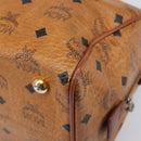 MCM Vicetos Logogram Mini Boston Bag PVC Leather Brown Gold Auth ki6815-15