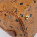 MCM Vicetos Logogram Mini Boston Bag PVC Leather Brown Gold Auth ki6815-16