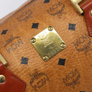 MCM Vicetos Logogram Mini Boston Bag PVC Leather Brown Gold Auth ki6815-12