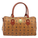 MCM Vicetos Logogram Mini Boston Bag PVC Leather Brown Gold Auth ki6815-13