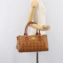 MCM Vicetos Logogram Mini Boston Bag PVC Leather Brown Gold Auth ki6815-24