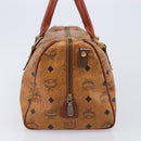 MCM Vicetos Logogram Mini Boston Bag PVC Leather Brown Gold Auth ki6815-3