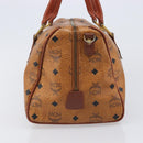 MCM Vicetos Logogram Mini Boston Bag PVC Leather Brown Gold Auth ki6815-4