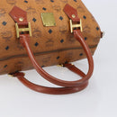 MCM Vicetos Logogram Mini Boston Bag PVC Leather Brown Gold Auth ki6815-7