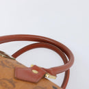 MCM Vicetos Logogram Mini Boston Bag PVC Leather Brown Gold Auth ki6815-8