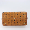 MCM Vicetos Logogram Mini Boston Bag PVC Leather Brown Gold Auth ki6815-5