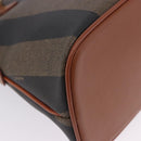FENDI Pecan Canvas Hand Bag PVC 2way Black Brown Auth ki6816V-16