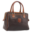 CELINE Macadam Canvas Mini Boston Bag PVC Leather Brown Gold Auth ki6818-1