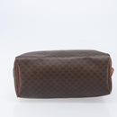 CELINE Macadam Canvas Mini Boston Bag PVC Leather Brown Gold Auth ki6818-6