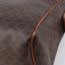 CELINE Macadam Canvas Mini Boston Bag PVC Leather Brown Gold Auth ki6818-18