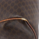 CELINE Macadam Canvas Mini Boston Bag PVC Leather Brown Gold Auth ki6818-9