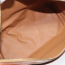 CELINE Macadam Canvas Mini Boston Bag PVC Leather Brown Gold Auth ki6818-11