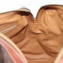 CELINE Macadam Canvas Mini Boston Bag PVC Leather Brown Gold Auth ki6818-23