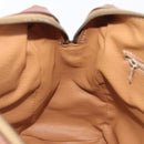 CELINE Macadam Canvas Mini Boston Bag PVC Leather Brown Gold Auth ki6818-24