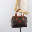 CELINE Macadam Canvas Mini Boston Bag PVC Leather Brown Gold Auth ki6818-28