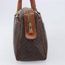 CELINE Macadam Canvas Mini Boston Bag PVC Leather Brown Gold Auth ki6818-3